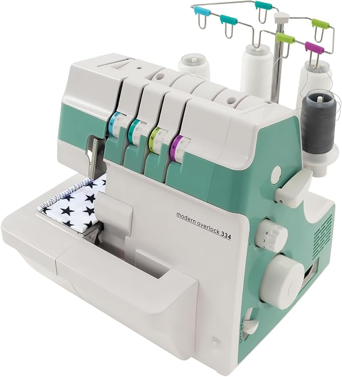 Serger Overlock Machine 1200 Stitches Per Minute Heavy Duty Metal Frame Portable 3-4 Thread Stitching Machine with Differential Feed System and Sewing Accessory Kit Included