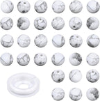 4mm 200pcs Natural Stone Round Beads Matte White Howlite Genuine Stone Beading Loose Gemstone DIY Charm Smooth Beads for Bracelets Necklaces Earrings Hole Size 1mm (Matte White Howlite 4mm)