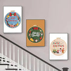 Konrisa Embroidery Kits Merry Christmas Pattern Embroidery Starter Kits for Adults Beginner DIY Sewing Needlepoint Cross Stitch Practice Kit Christmas Home Decoration Handmade Gifts