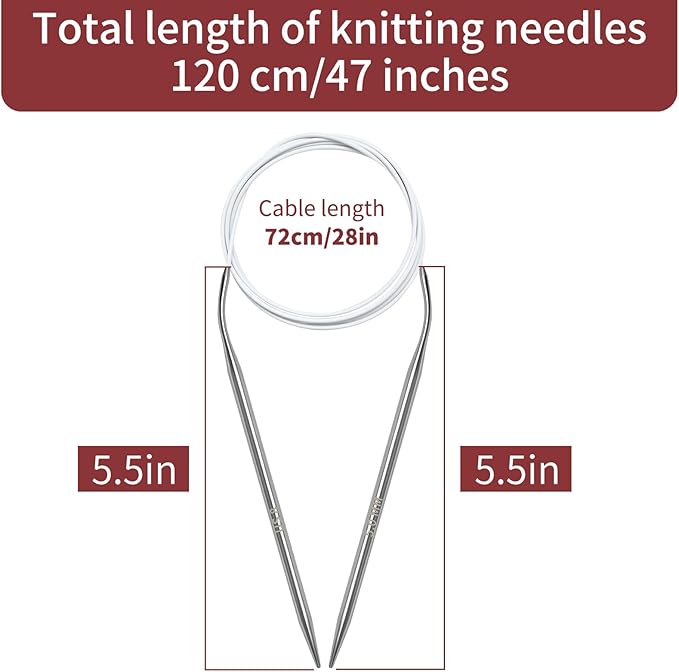 10 mm Circular Knitting Needles US15 |47 inches/120 cm | for Beginners Knitting Shawls, Scarves, Blankets and Other Large Projects!
