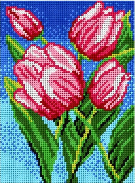 Wizardi Needlepoint Canvas for halfstitch Without Yarn Tulips 1828F Orchidea