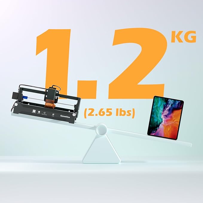 Genmitsu Laser Engraver Machine Kortek 2.5W, Wireless APP Supported, ±0.01mm High Precision, Portable Laser Engraving Machine for DIY Wood, Acrylic, Leather, Glass, Metal, Fiber, Safety Class 1