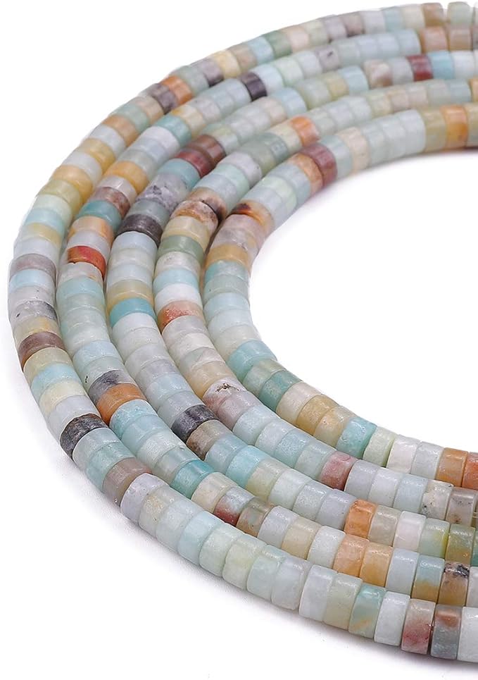 Natural Amazonite Spacer Beads Caps Loose Semi Gemstone for Beading Jewelry Making 6mmx3mm 38cm