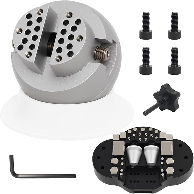 Podoy Ball Vise 3" Jewelers Engraving Block Setting Tool with 35Pcs Attachment, 360° Rotation Engraving Block Vise Jewelry Engraving Block Tools Standard Block