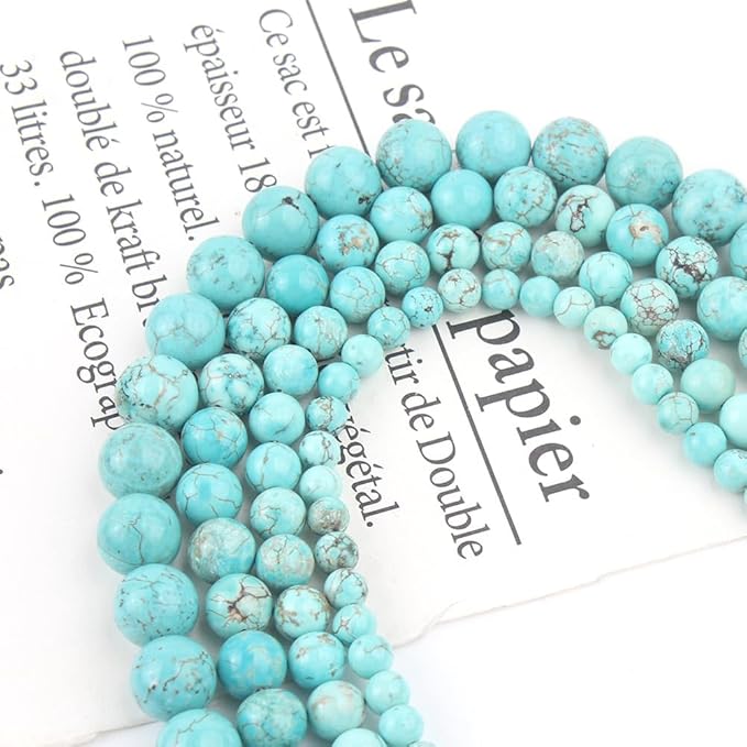 35pcs 10mm Natural Stone Beads Turquoise Beads Crystal Gemstone for Jewelry Making, DIY Bracelet Necklace