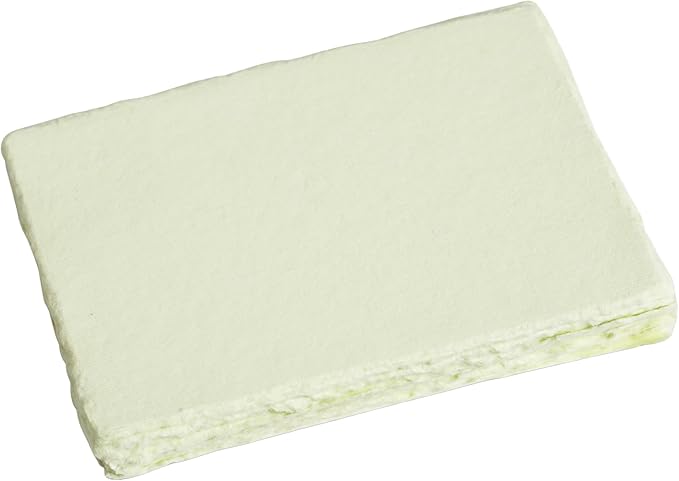 Wanderings Thick Handmade Deckled Edge Cotton Paper - Cold Pressed Texture - Paint, Watercolor, Drawing, Writing, Cards, Invitations, Menus, Save The Date, Arts and Crafts, 25 Pack Green 300gsm, 4x6