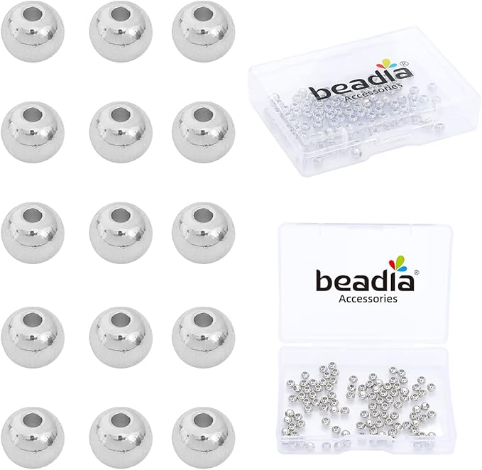 Platinum Plated Round Spacer Beads 4mm 100pcs for Jewelry Making Findings Non Tarnish