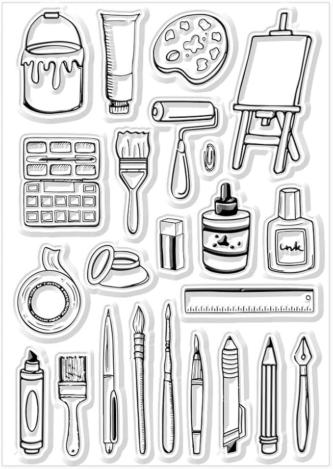 CHGCRAFT Painting Tools Clear Stamps Cake Transparent Silicone Stamps Brushes Brushboard Silicone Clear Stamp for Cards Making DIY Scrapbooking Album Photo Journal