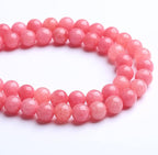 12MM 30PCS Natural Stone Pink Jade Beads Rhodochrosite Chalcedony Beads for Jewelry Making DIY Bracelet 1 Strand