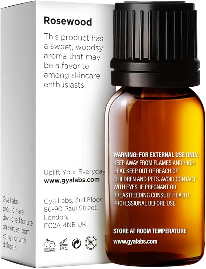 Gya Labs Rosewood Essential Oil - 0.34 Fl Oz - for Hair, Skin, Diffuser, Aromatherapy & DIY Candle Making Scent
