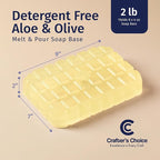 Crafter's Choice Detergent Free Melt and Pour Soap Base for Soap Making and DIY Crafting Projects, SLS/SLES Free, 2LB Block (Aloe Vera & Olive)