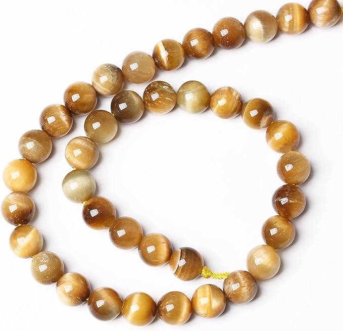 4mm 90pcs Natural Gemstone Gold Tiger Eye Beads Round Spacer Loose Beads for Jewelry Making DIY Bracelet Necklace 15" Inch (Gold Tiger Eye Stone, 4mm)