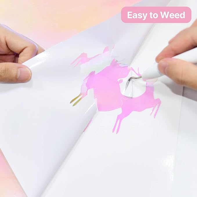 Holographic Opal Vinyl roll 12" x 5ft,Permanent Vinyl,SHOYISI Permanen Adhesive,for All Kinds of Cutting Machines(Opal Pink)