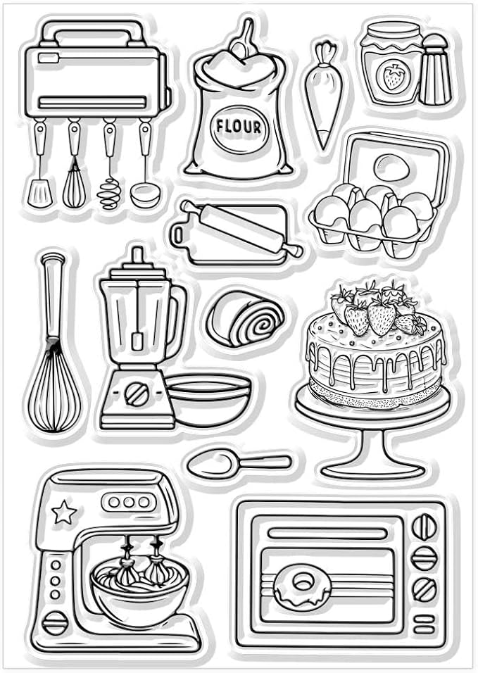 CHGCRAFT Baking Tools Clear Stamps Cake Transparent Silicone Stamps Baking Tools Silicone Clear Stamp for Cards Making DIY Scrapbooking Album Photo Journal