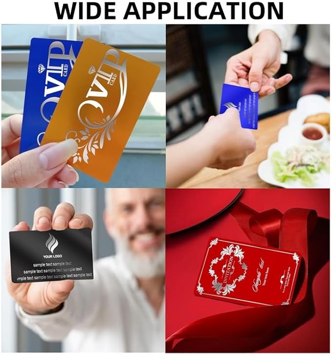 100 pcs of Colorful Aluminum Business Card Blanks - Perfect for Laser Engraving, DIY Business Card Customization, and More - 0.21mm/0.01 inch Thickness