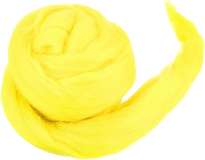 MECCANIXITY Wool Roving Yarn Soft Felting Wool 50g/1.76oz Pure Chunky Roving Yarn for Needle Felting Knitting Blanket Spinning Weaving Art DIY Craft Light Yellow