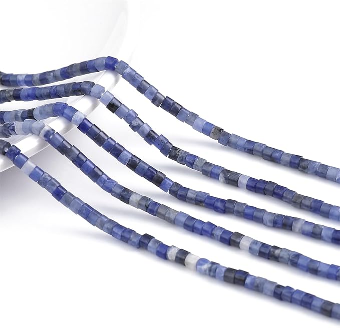 Natural Blue Sodalite Spacer Beads Caps Flat Round Loose Beads for Beading Jewelry Making 3mmx2mm 38cm