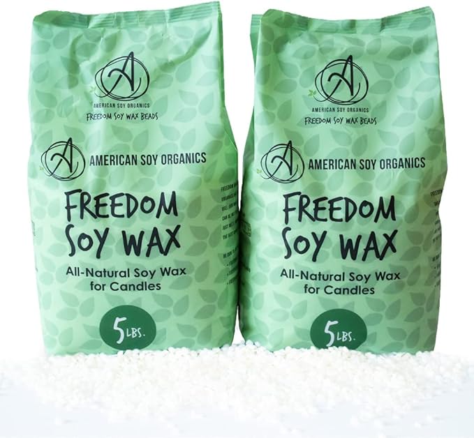 American Soy Organics Freedom Soy Wax Beads for Candle Making - Natural Candle Making Supplies - Paraffin-Free, Beeswax-Free Candle Wax for Container Candles, Tealights and Wax Melts, 10 lbs