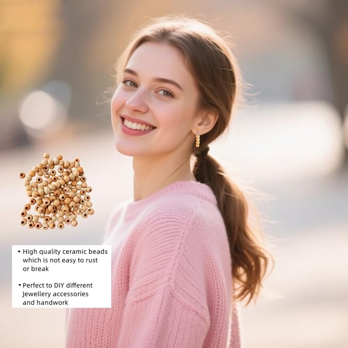 Ceramic Round Porcelain Beads Flower Porcelain Spacer Bead Craft Beads Ornamenets for DIY Jewelry Necklace Bracelet DIY Crafts for Women Above 12 Years Old 100 pcs