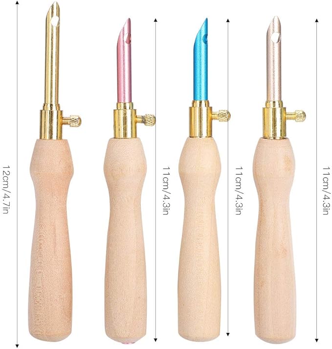 Lavor Punch Needle Supplies 10×6×2 4pcs Portable Punch Needle Knitting Embroidery Pen Wooden Handle for Sewing Felting DIY Craft Handwork