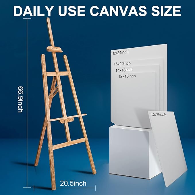 Stretched Canvases for Painting 18x24 Inch 5-Pack, 10 oz Triple Primed Acid-Free 100% Cotton Blank Canvas, Rectangular Canvas for Oil Paint Acrylics Pouring & Wet Art Media, Pour Painting