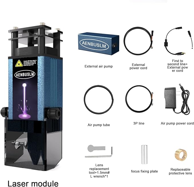 AENBUSLM 40W Laser Module with Air Assit for Laser Cutter & Laser Engraver Machine,5W(5000mW) Output Power,Built in FAC,Ultra-Fine Compressed Spot CNC Carving DIY Laser Master - Class 4