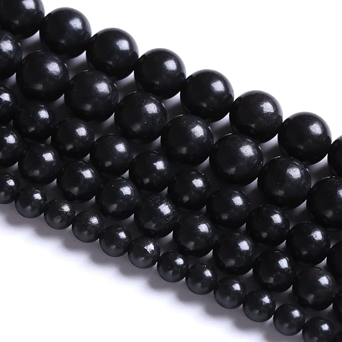 12MM 32PCS Natural Stone Shungite Beads Crystal Loose Beads for Jewelry Making DIY Bracelet