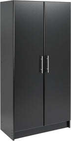 Prepac Elite Tall Garage Storage Cabinet & Pantry Storage Cupboard, 2-Door Freestanding Bathroom or Pantry Cabinet with Adjustable Shelves, 16" D x 32" W x 65" H, Black