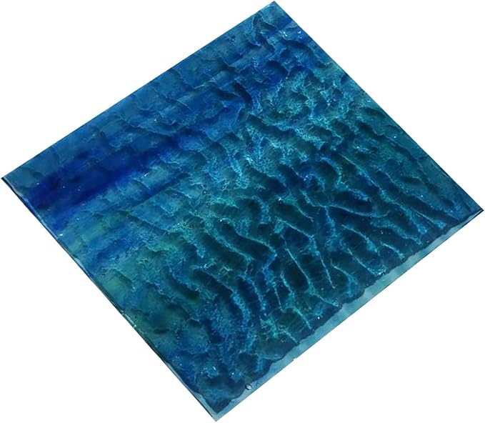 MECCANIXITY Stained Glass Sheet Mosaic Tile 3.9 Inch x 3.9 Inch Bright Blue Stained Glass Sheets for Crafts DIY, Art Project