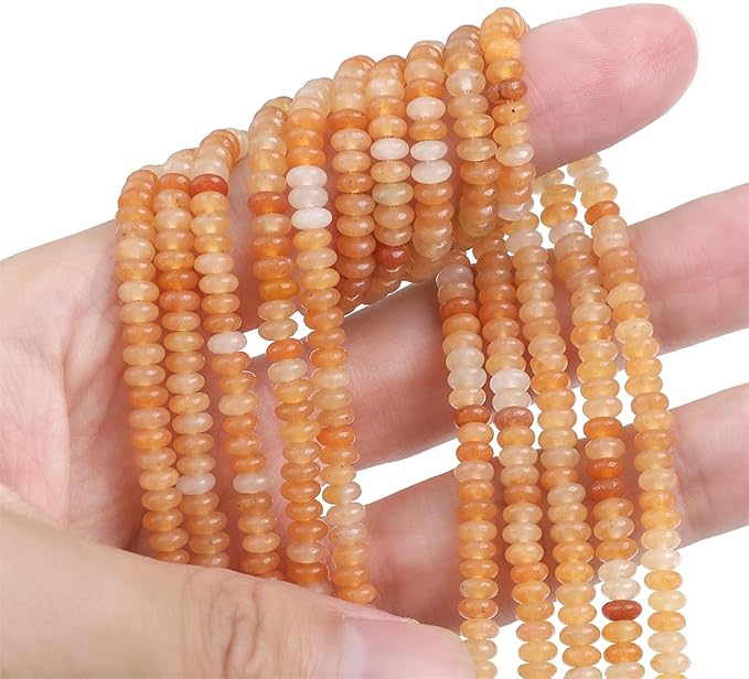 Natural Red Aventurine Spacer Beads Caps Rondelle Disk Loose Beads for Beading Jewelry Making 4mmx2mm 38cm