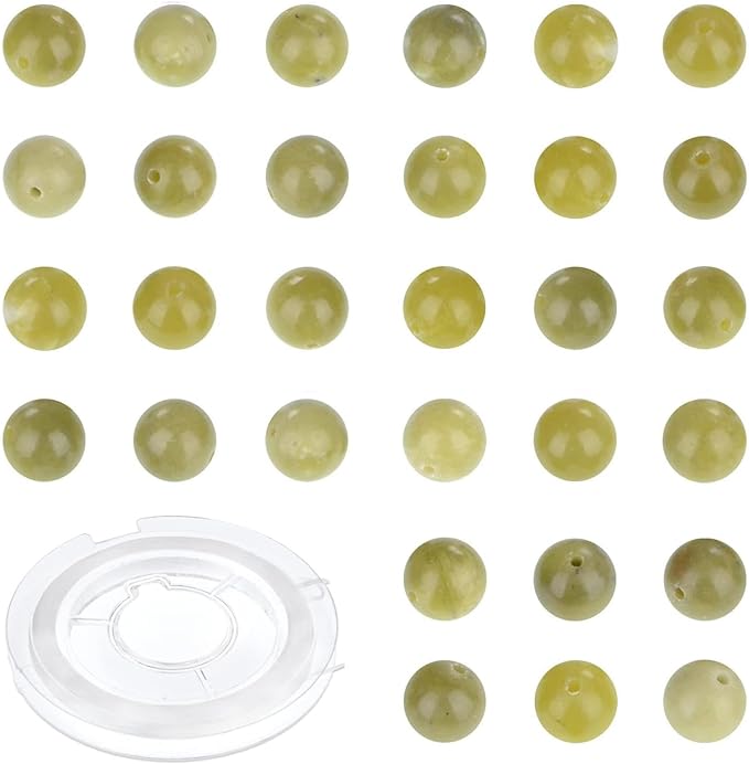 Natural Stone Genuine Stones DIY Canadian Jade Round Beads 8mm 100pcs Beading Loose Gemstone Hole Size 1mm Charm Smooth Beads for Bracelets Necklaces Earrings (Canadian Jade 8mm)