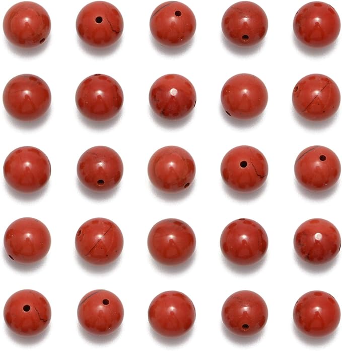 NCB 200pcs 6mm Red Jasper Loose Beads for Jewelry Making, Natural Semi Precious Beads Round Smooth Gemstones Spacer Beads Charms for Necklaces Bracelets (Red Jasper, 6mm 200Beads)