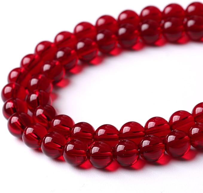 Smooth Garnet Red Glass Crystal Round Loose BeadsFor Jewelry Making DIY Bracelet Necklace Accessories 10mm 40pcs 15" Strand (Garnet Red Glass, 10mm)