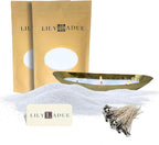 LILY LADUE 2lb/32OZ Pearled Candles Sand and Wicks with Gold Bowl - White Unscented Plant-Based Pearl Sand Wax with 48 Wicks, Gift-Ready DIY Candle Making Kit with Reusable Powder Wax Beads