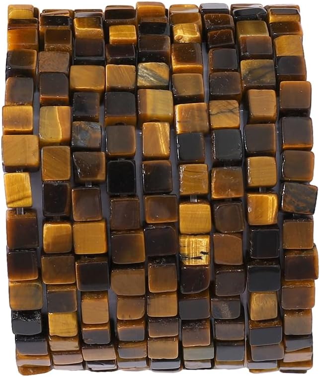 Natural Yellow Tiger Eye Square Stone Beads 4x4mm 85pcs Cube Loose Semi Gemstone Beads for Jewelry Making Design