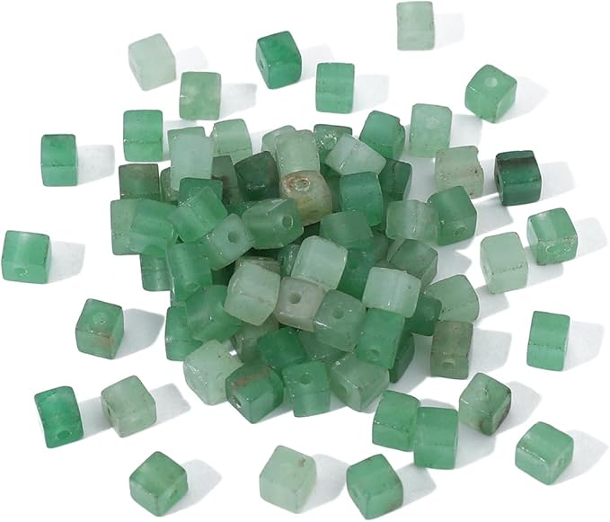 Natural Green Aventurine Square Stone Beads 4x4mm 85pcs Cube Loose Semi Gemstone Beads for Jewelry Making Design