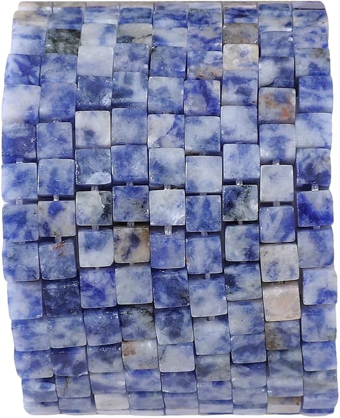 Natural Blue Sodalite Square Stone Beads 4x4mm 85pcs Cube Loose Semi Gemstone Beads for Jewelry Making Design