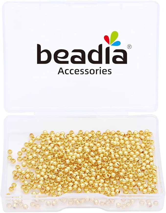 14K Gold Plated Round Spacer Beads 2.5mm 500pcs for Jewelry Making Findings Non Tarnish