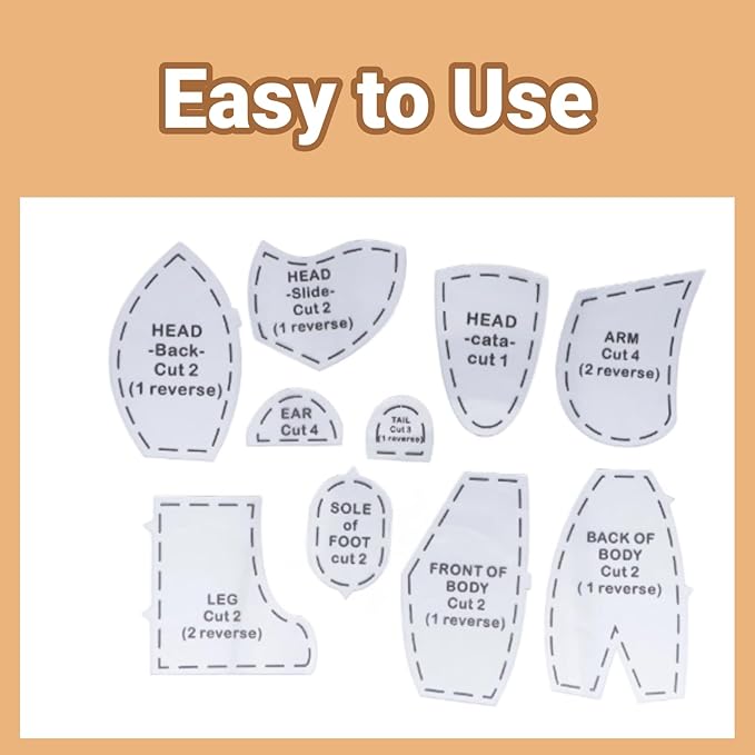 Jectse 30 Pcs Memory Bear Template Ruler Set, Acrylic Memory Bear, Preserving Childhood Memories, Nursery Decor Craft Memory Bear Sewing Patterns Template for Beginner Sewing, Jectsebc46s37k2o