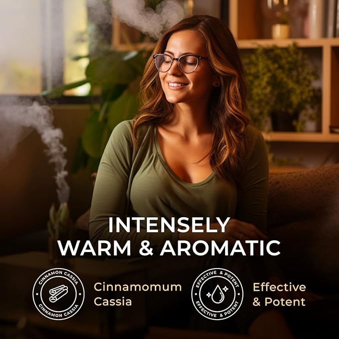 Gya Labs Cinnamon Cassia Essential Oil - 0.34 Fl Oz - for Hair, Skin, Diffuser, Aromatherapy & DIY Candle Making Scent