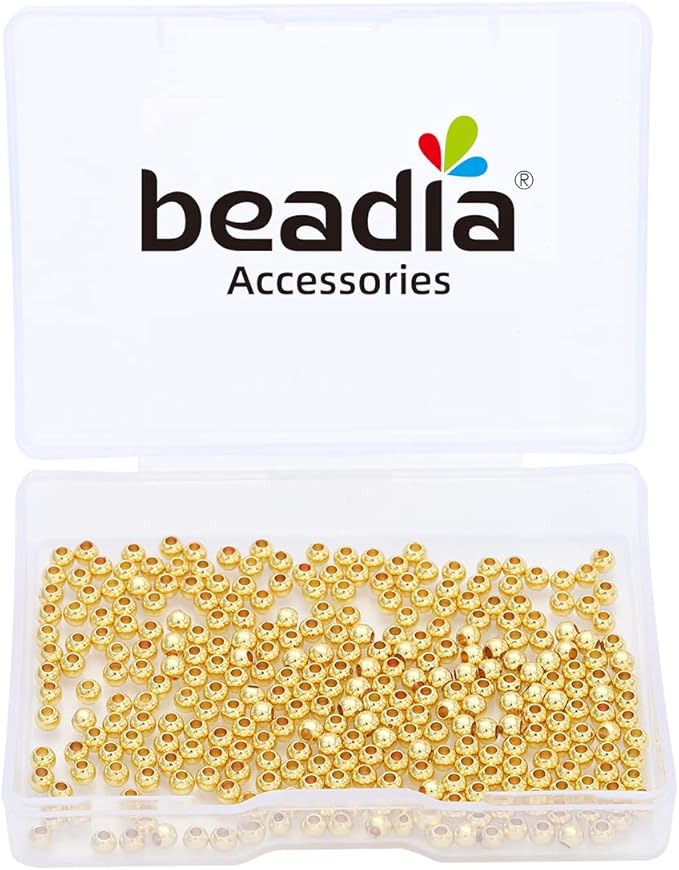 14K Gold Plated Round Spacer Beads 3mm 300pcs for Jewelry Making Findings Non Tarnish