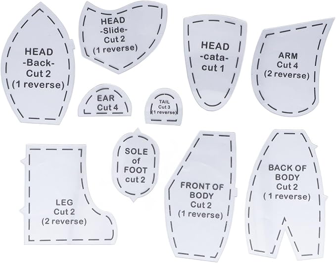 Memory Bear Sewing Pattern, 12 inch DIY Quilting Templates, Acrylic Material for Teddy Bear Making