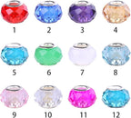 100 Pieces 14mm European Large Hole Spacer Beads Mix Color with Silver Brass Cores Assortments Charm Lampwork Beads Supplies for Necklace Bracelets Jewelry Making (Faceted)