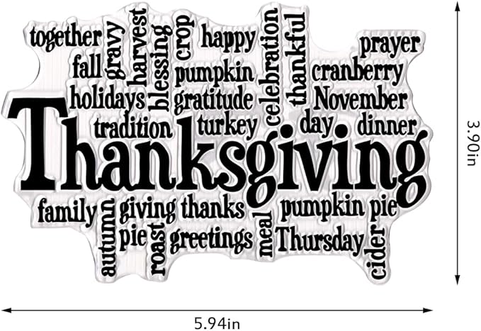 Hying Thanksgiving Words Clear Stamps for Card Making, Autumn Harvest Festival Transparent Rubber Stamps for Bullet Journal DIY Scrapbook Decoration Handmade Crafts Notebook Fall Card Blessings