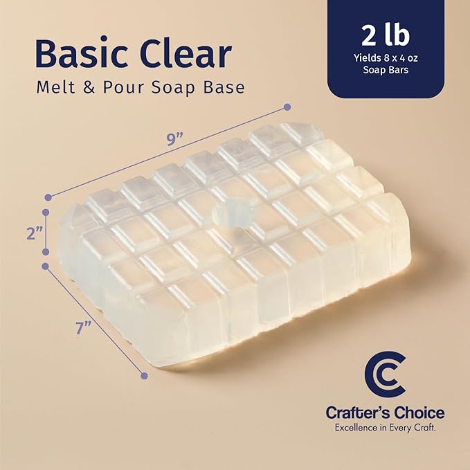 Crafter's Choice Basic Glycerin Melt and Pour Soap Base for Soap Making and DIY Crafting Projects, 2LB Block (Clear)