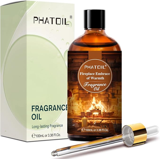 PHATOIL Fireplace Embrace of Warmth Fragrance Oils for Aromatherapy, 3.38FL.OZ Diffuser Oils for Home, Perfect for Aromatherapy, Humidifiers, Yoga, DIY Candle and Soap Making - 100ml