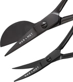 Small Embroidery 4.5 Inch Scissors Set of 2 Kit - Mini Double Bend Offset Duckbill and Double Bend Long Applique Needlepoint Blade with Pouch Sleeve (Black)