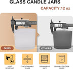 12 OZ Thick Candle Jars for Making Candles 12 Pcs, Empty Jars with Wood Lids for Spice Jars, Sample Container, Frosted White