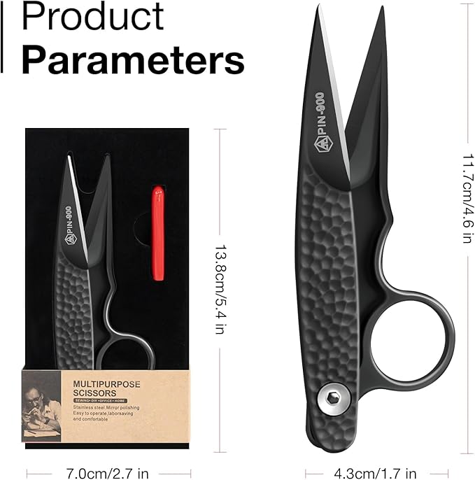 Premium Fabric Scissors for Cutting Clothes, Small Multi-Purpose Stainless Sewing Leather Dressmaking, Professional Crafting Shears Microcrystalline Steel Shears Office Cutting Tools (Black)