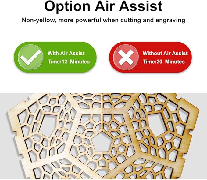 Longer Laser Engraver Air Assist kit for RAY5 10W/20W, Large Airflow, Adjustable Airflow of 10-30L/min, for CNC Cutting and Laser Engraving, Remove Smoke and Dust Protect Laser Lens Low Noise